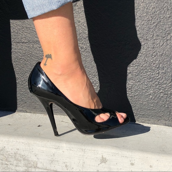black peek a boo heels
